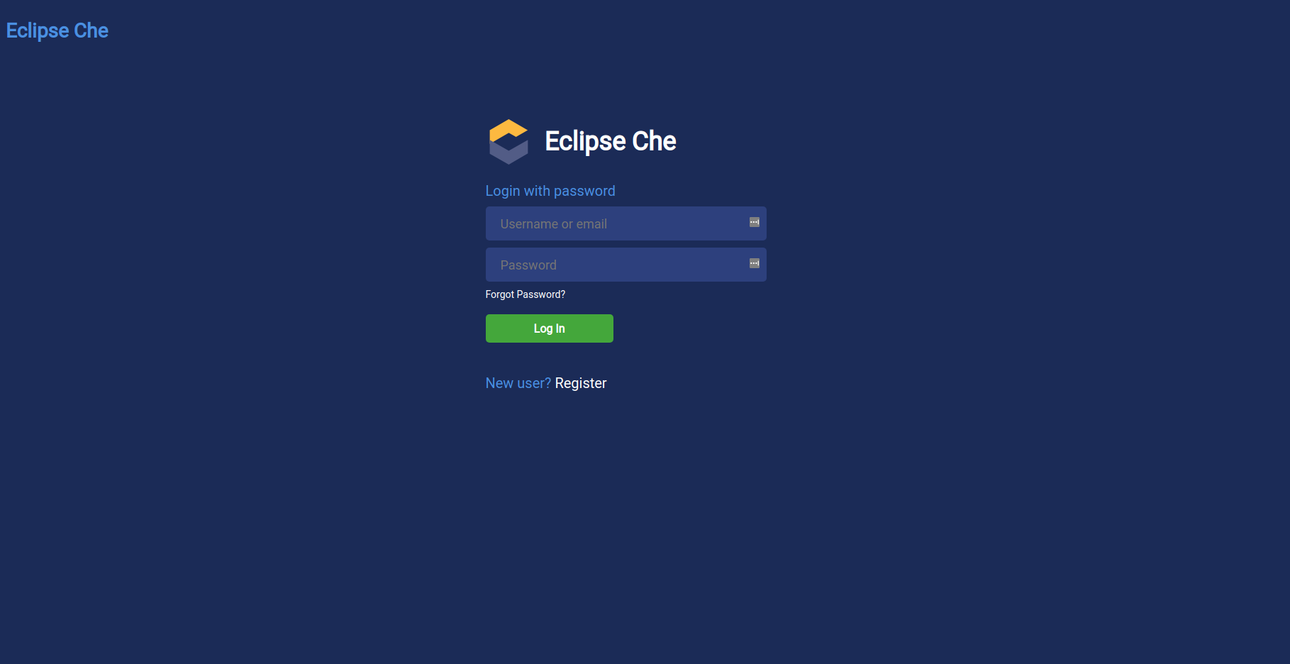 Screenshot of the Che login page