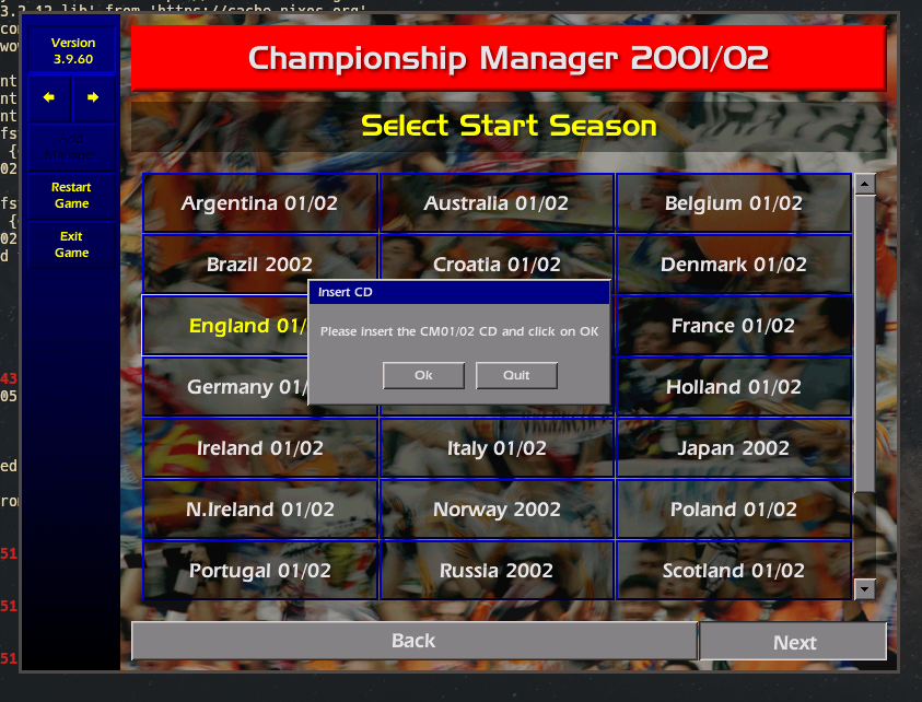 Showing the CD check of the default installed game