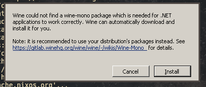 Installing wine-mono